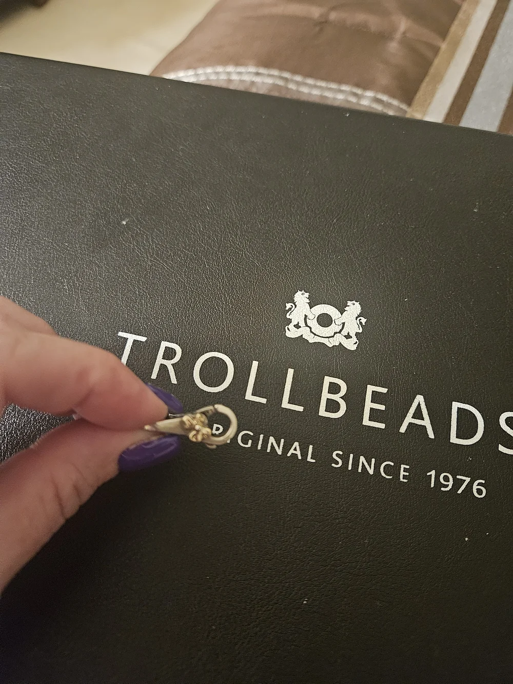Trollbeads Authentic Silver lock with 18k gold flower design RETIRED